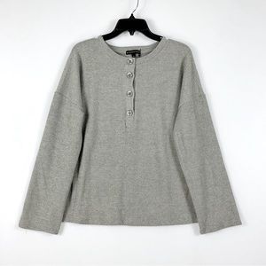GIBSON LOOK Women's Sz M Long Sleeve Top Button Henley Shirt Top Gray